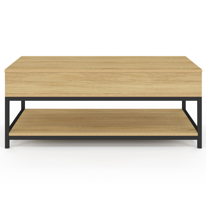 Mesa de centro industrial con tablero elevable de madera y metal - DETROIT | ID Market