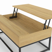 Mesa de centro redonda ALOISE con pata de madera y arco blanco 70 cm