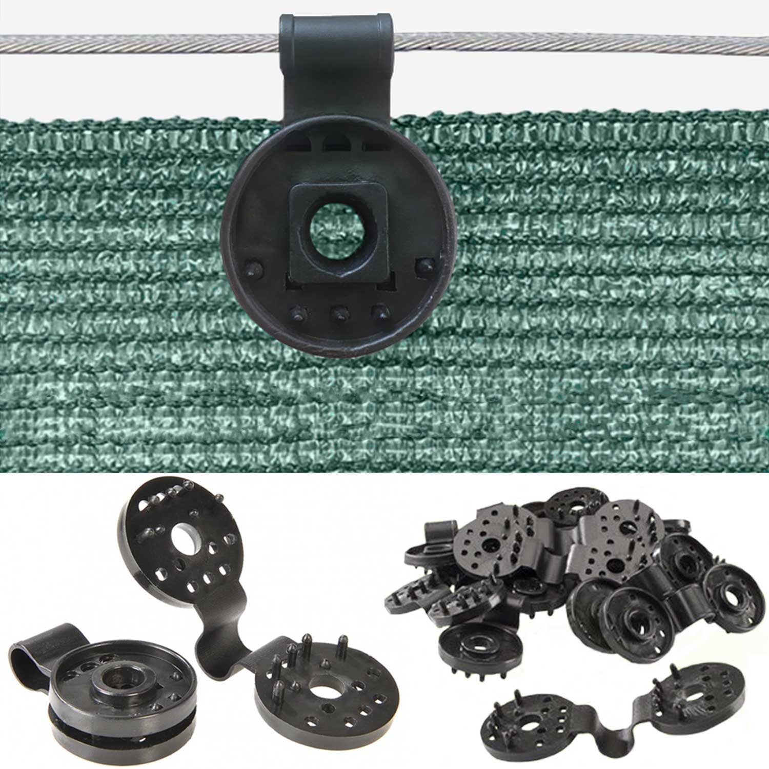 INFOMAG Kit de Fixation de Clôture Brise-Vue 200PCS Fixation pour canisses  et Brise-Vues Noir - 100 Attaches et 100 Fil - Clips de Montage en  Plastique Attaches de Câble de Fil pour