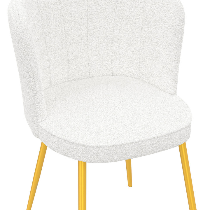 Lote de 2 sillas de concha bouclette blancas con patas doradas - ADELAIDA | IDMarket