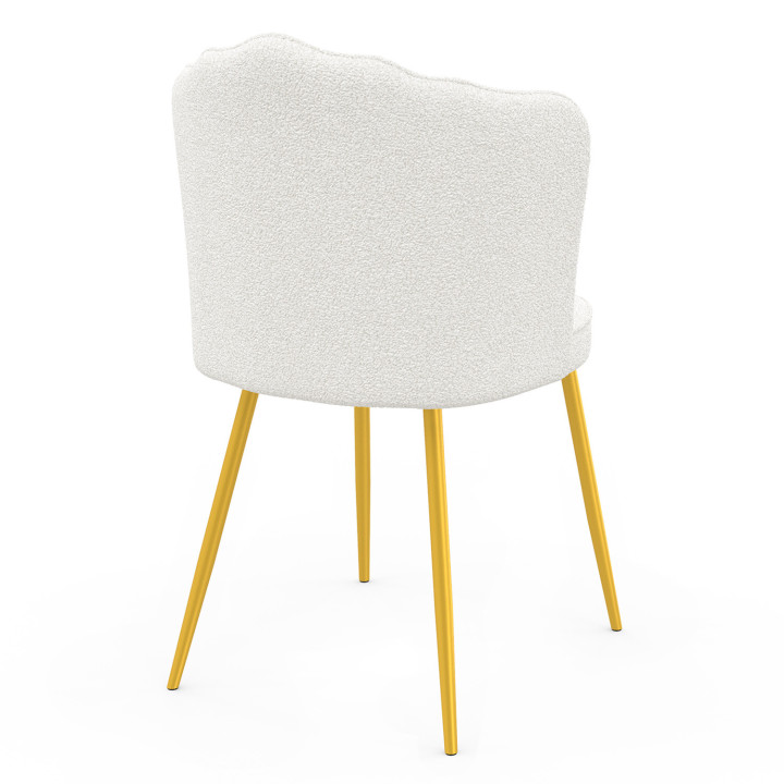 Lote de 2 sillas de concha bouclette blancas con patas doradas - ADELAIDA | IDMarket