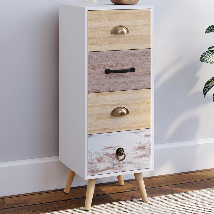 Mueble auxiliar de 4 cajones 30 cm chifonier escandinavo - BAHIA | ID Market