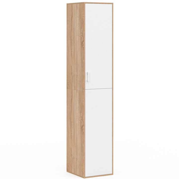 Armario de oficina multifuncional 180 cm blanco y madera 1 puerta 3 estantes - SYLVIA | IDMarket