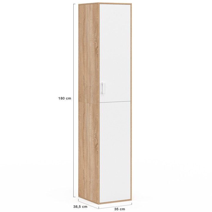 Armario de oficina multifuncional 180 cm blanco y madera 1 puerta 3 estantes - SYLVIA | IDMarket