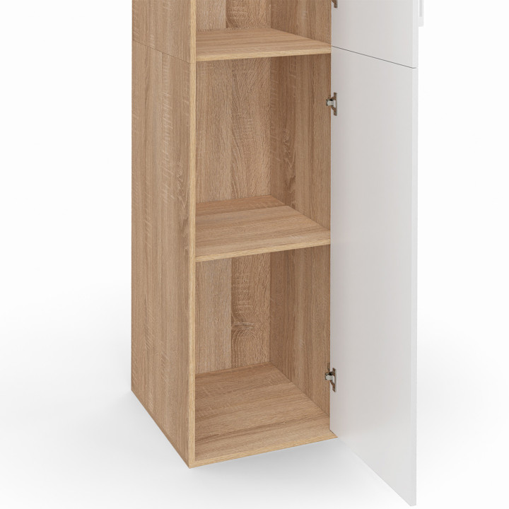 Armario de oficina multifuncional 180 cm blanco y madera 1 puerta 3 estantes - SYLVIA | IDMarket