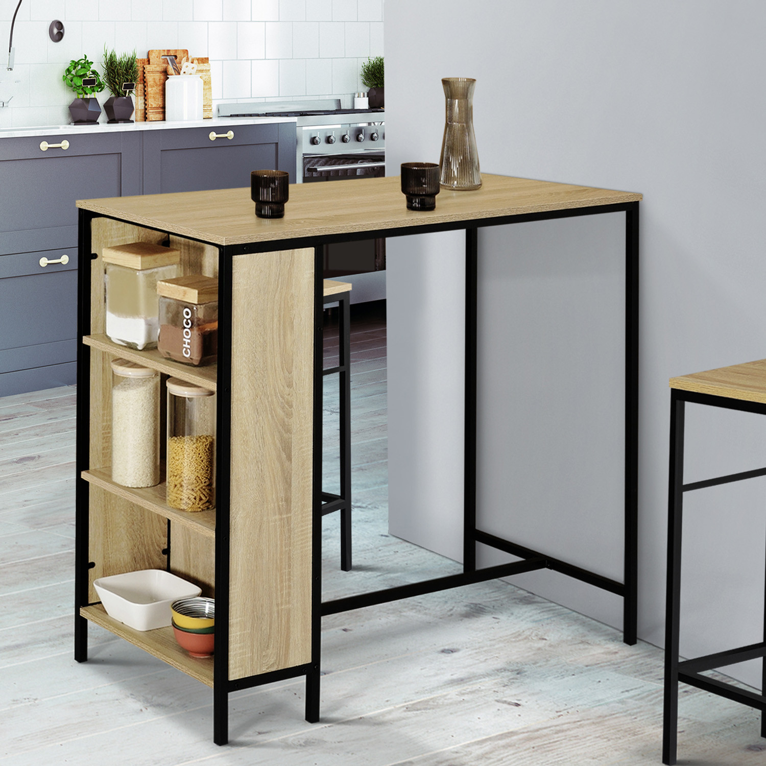 Table haute avec tabourets pour 2 style industriel