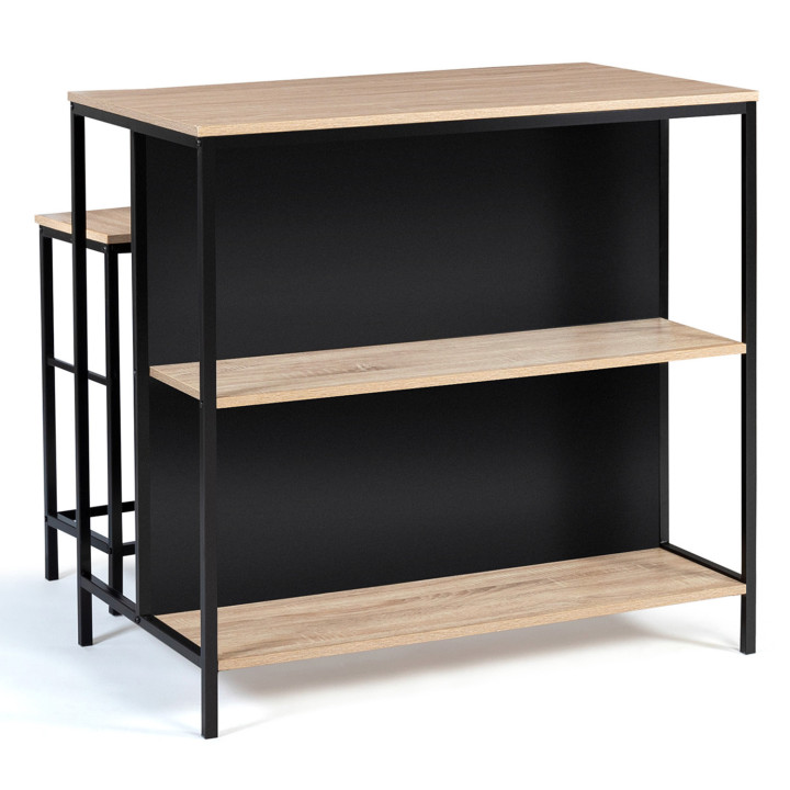 Mesa de bar industrial con 2 taburetes de metal y madera - DETROIT | ID Market