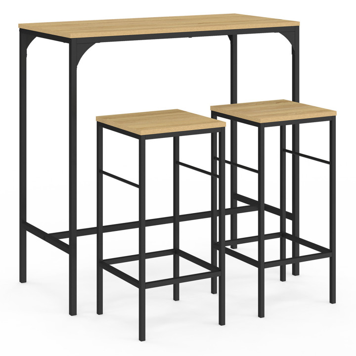 Mesa alta industrial y 2 taburetes - DETROIT | ID Market