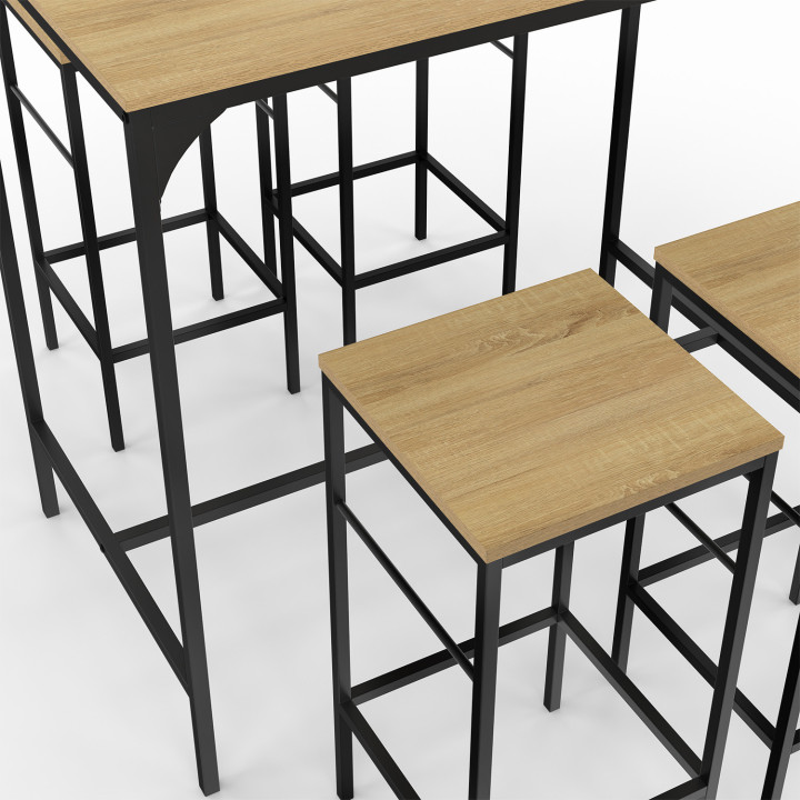 Mesa alta industrial y 4 taburetes - DETROIT | ID Market