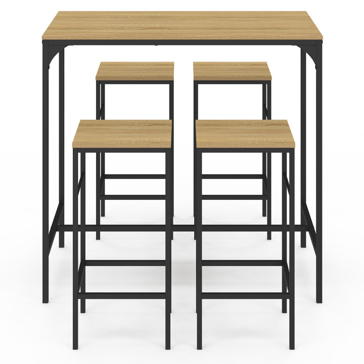 Mesa alta industrial y 4 taburetes - DETROIT | ID Market