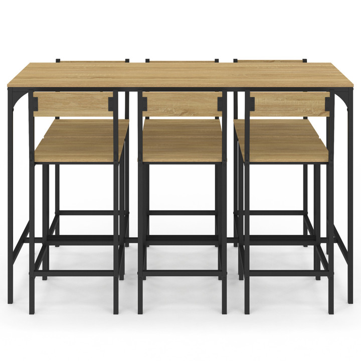 Mesa alta de bar de diseño industrial con 6 sillas - DETROIT | IDMarket