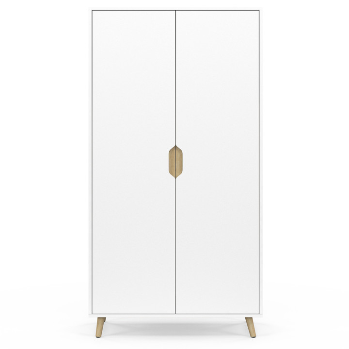 ¡Armario escandinavo blanco de 2 puertas 80 cm con estantes - HELSINKI | Zen Cart! IDMarket