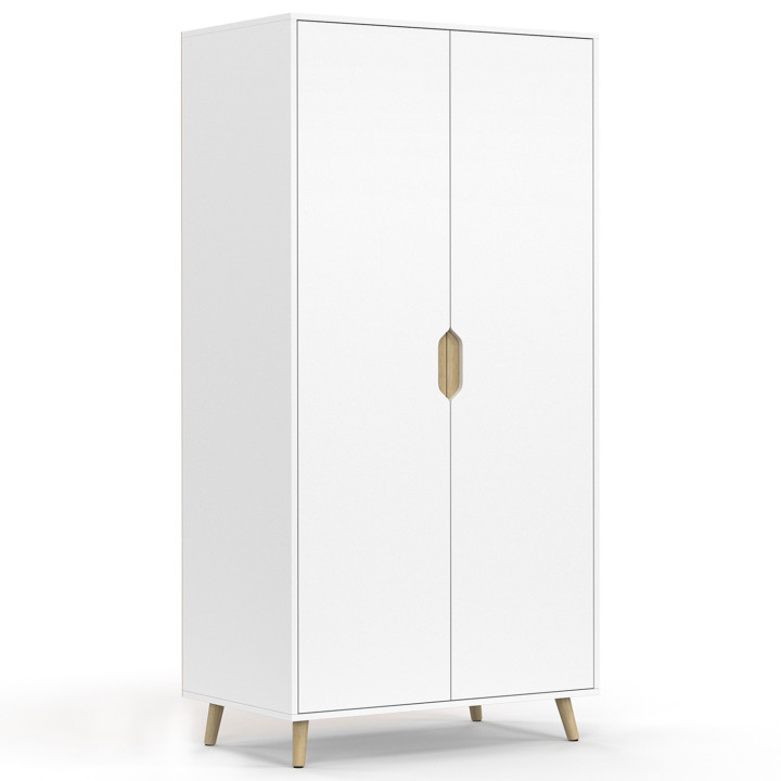 ¡Armario escandinavo blanco de 2 puertas 80 cm con estantes - HELSINKI | Zen Cart! IDMarket