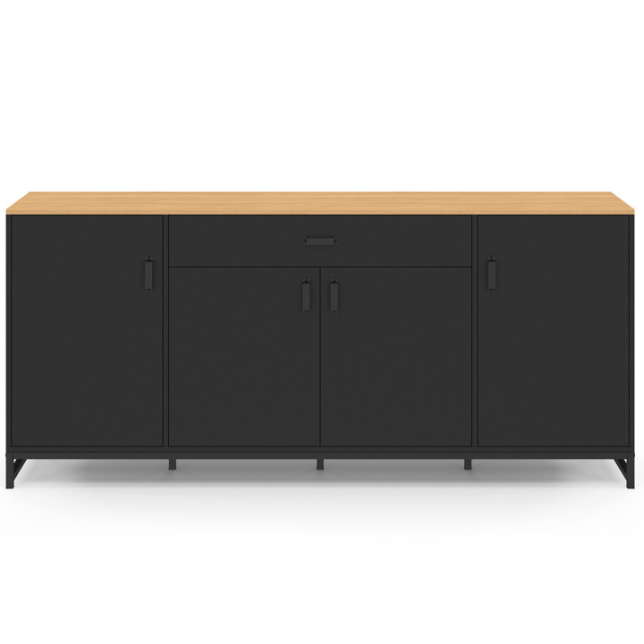 ¡Aparador 180 cm XXL 4 puertas y 1 cajón madera y negro - WASHINGTON | Zen Cart! IDMarket