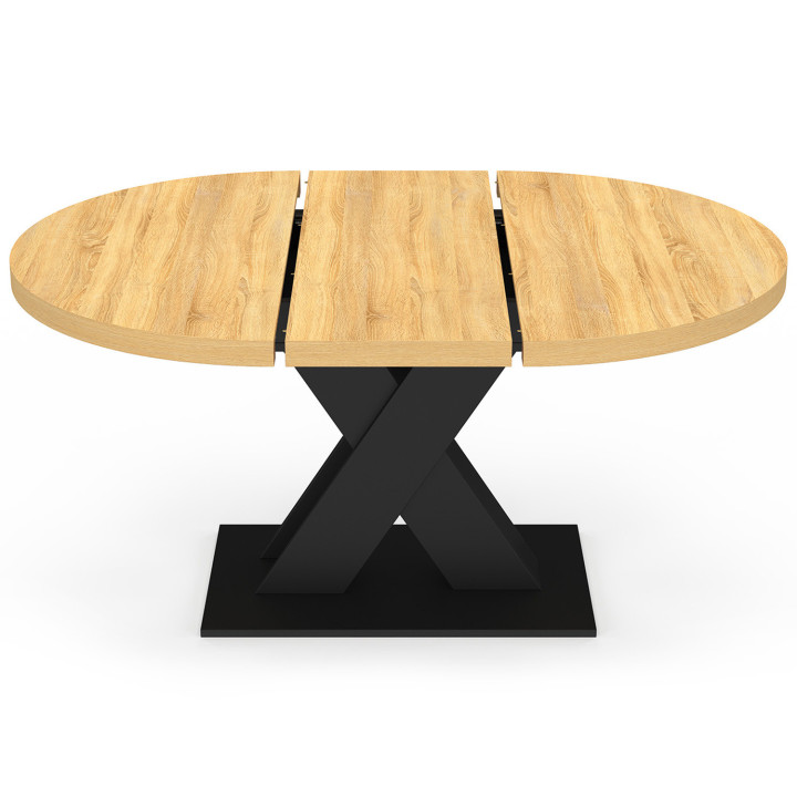 Mesa de comedor redonda extensible 4-8 personas madera y negro 110 - 150 cm - ALICIA | IdMarket