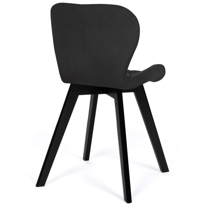Juego de 4 sillas de terciopelo negro con patas negras - ROBINE | IdMakret