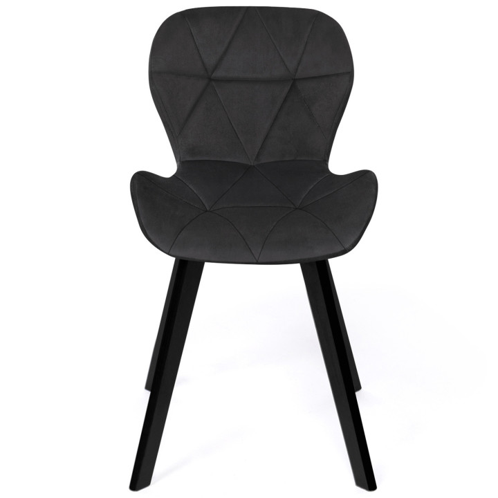 Juego de 4 sillas de terciopelo negro con patas negras - ROBINE | IdMakret