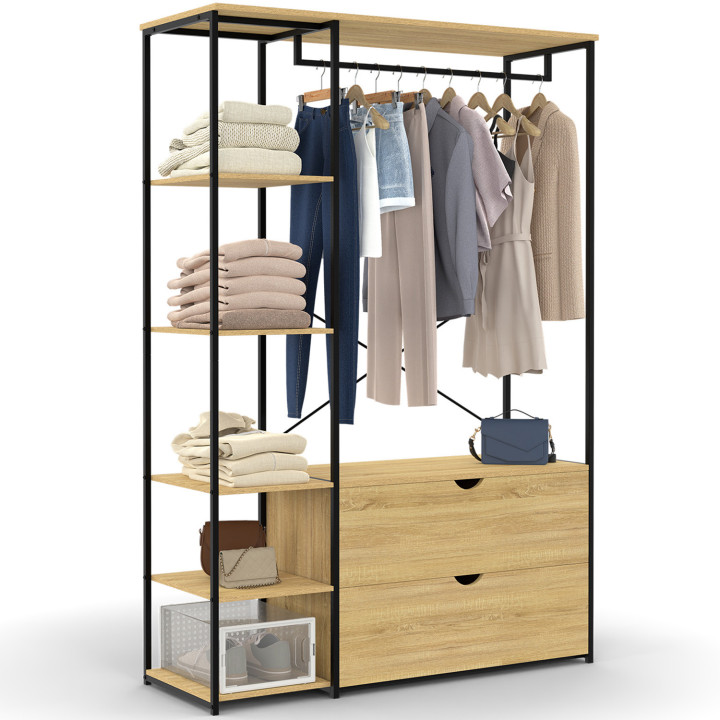 Armario con estantes y 2 cajones de diseño industrial L. 113 cm - DETROIT | ID Market