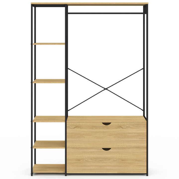 Armario con estantes y 2 cajones de diseño industrial L. 113 cm - DETROIT | ID Market