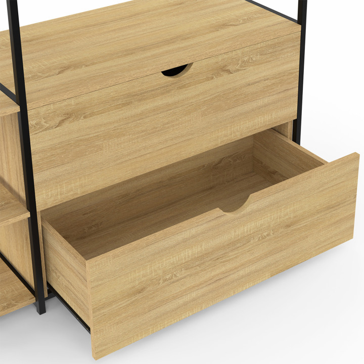 Armario con estantes y 2 cajones de diseño industrial L. 113 cm - DETROIT | ID Market