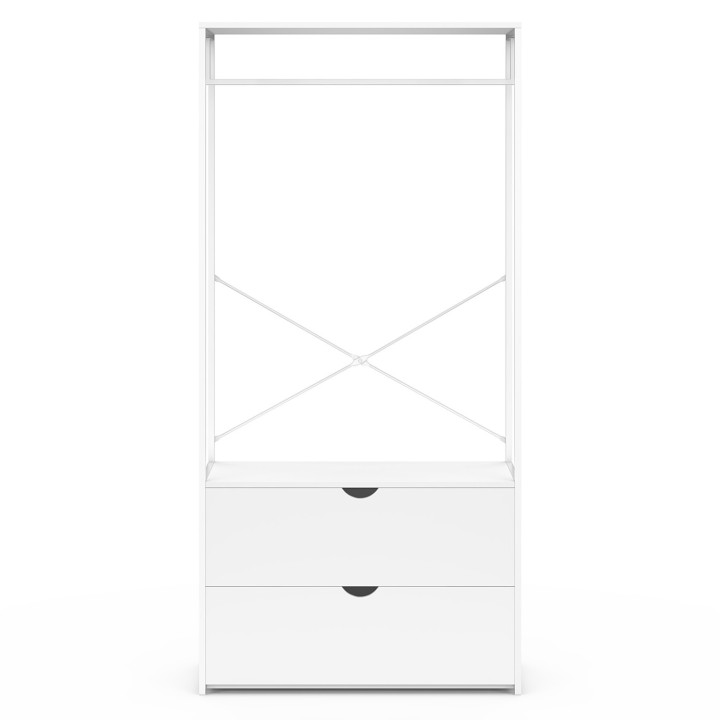 Armario 2 cajones madera blanca y metal blanco L. 80 cm - BROOKLYN | ID Market