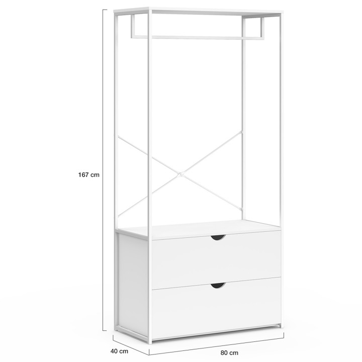 Armario 2 cajones madera blanca y metal blanco L. 80 cm - BROOKLYN | ID Market