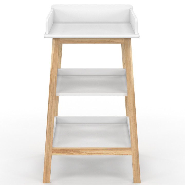 Cambiador con 2 estantes en haya y blanco - MAHE | IdMarket