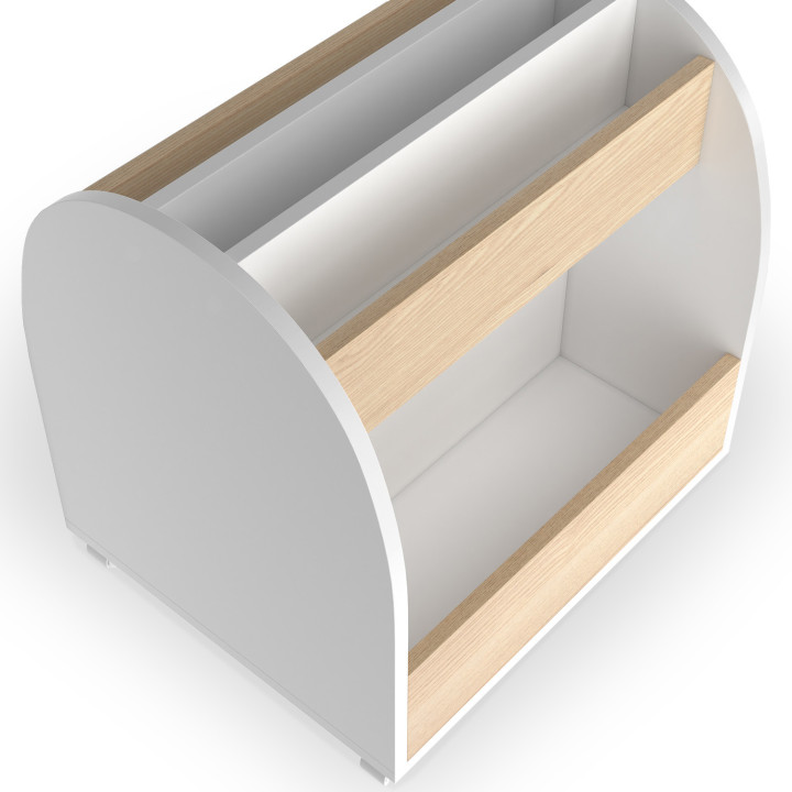Librería infantil con ruedas, haya y blanco - ANDREAS | IdMarket