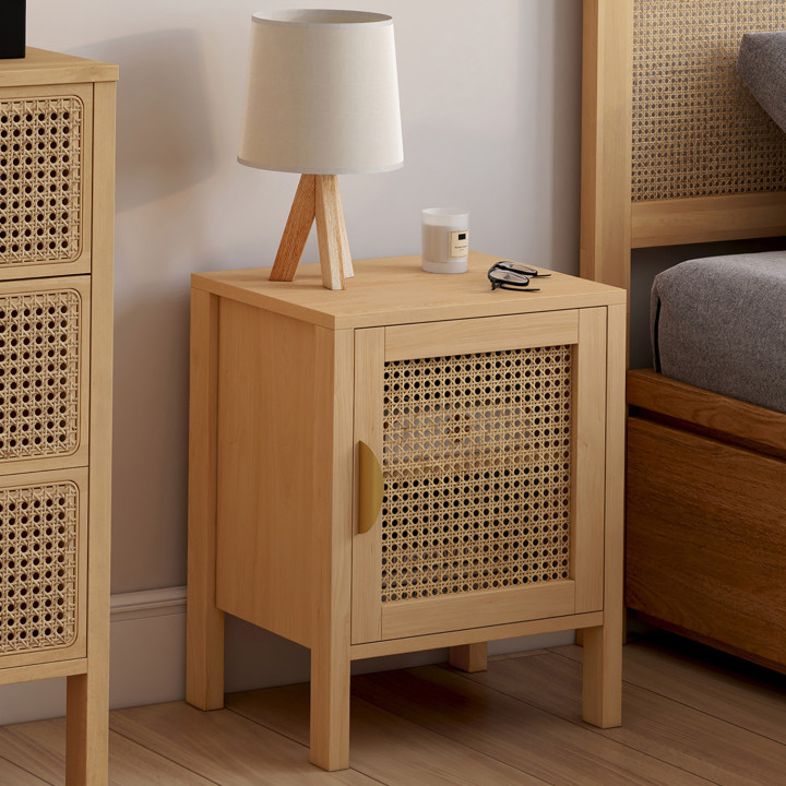 Juego de 2 mesitas de noche 1 caña y puerta de madera - EDHEN | IdMarket