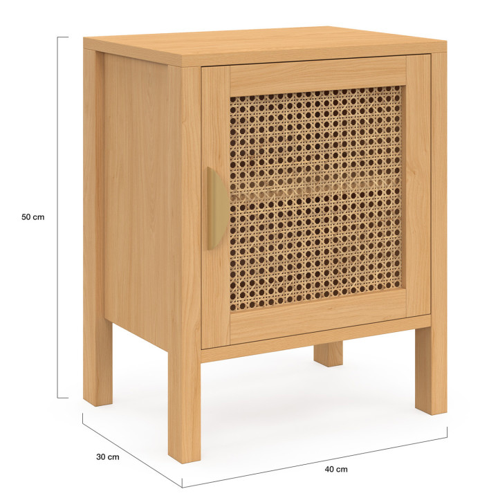 Juego de 2 mesitas de noche 1 caña y puerta de madera - EDHEN | IdMarket