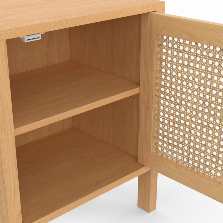 Juego de 2 mesitas de noche 1 caña y puerta de madera - EDHEN | IdMarket