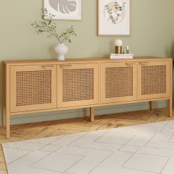 Niedriges Sideboard 160 cm 4 Türen Holz und Rohrgeflecht - EDHEN | IdMarket