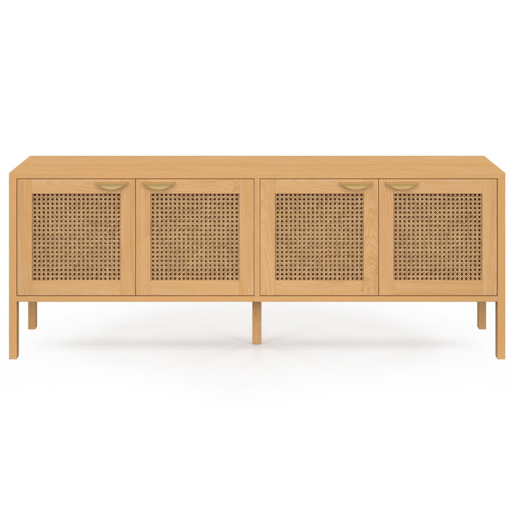 Niedriges Sideboard 160 cm 4 Türen Holz und Rohrgeflecht - EDHEN | IdMarket