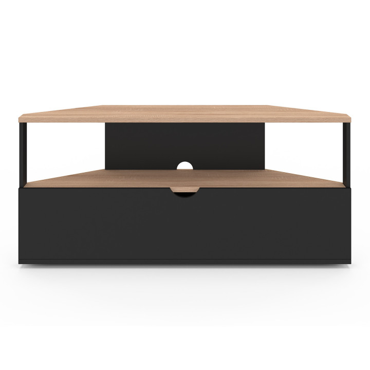Soporte de TV esquinero de madera de haya y negro 100 cm - ELI | ELI IDMarket