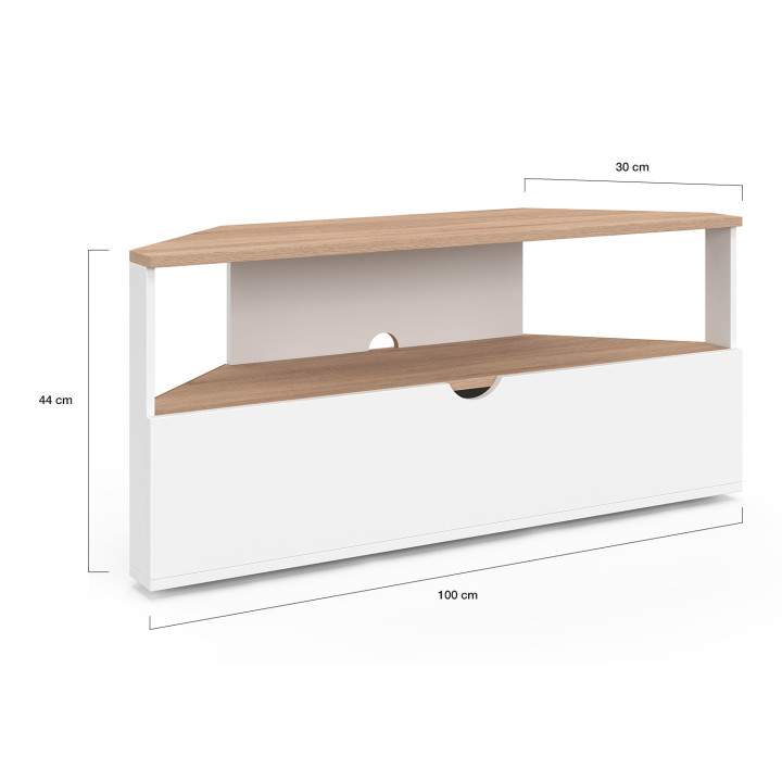 Eck-TV-Möbel 100 cm aus Holz und Weiß - ELI | IDMarket