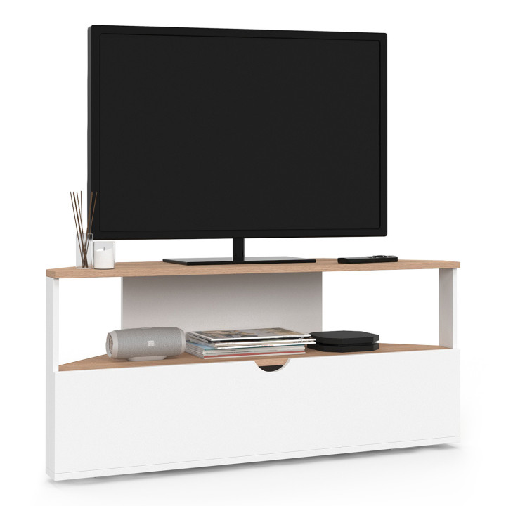 Soporte de TV esquinero de madera y blanco de 100 cm - ELI | La Colección ELI IDMarket