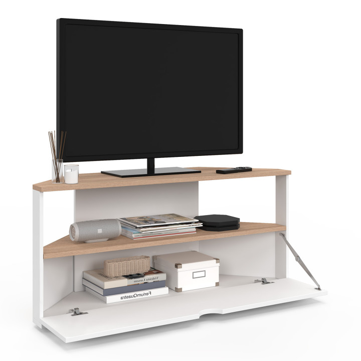 Eck-TV-Möbel 100 cm aus Holz und Weiß - ELI | IDMarket