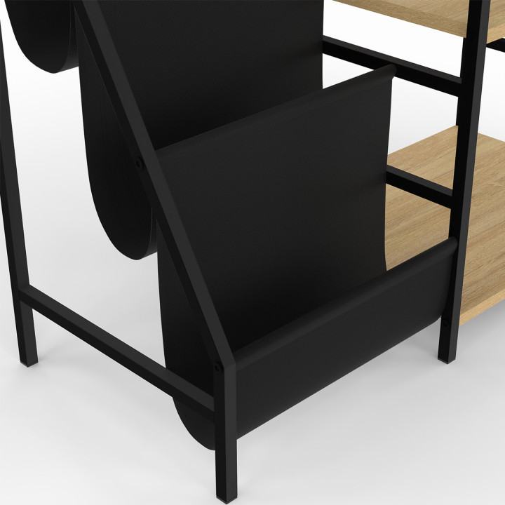 Mueble auxiliar, almacenaje con estantes, porta vinilos y tocadiscos de diseño industrial - NEVIL | ID Market