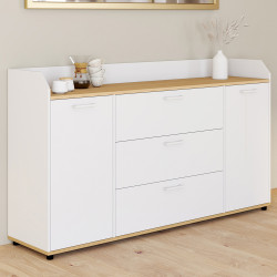Aparador de 4 puertas de 140 cm con canto blanco y tapa de madera imitación haya - JABA | IdMarket