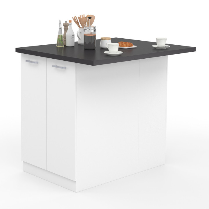 Isla central económica para cocina de 100 cm blanca y gris antracita - IVO | ID Market