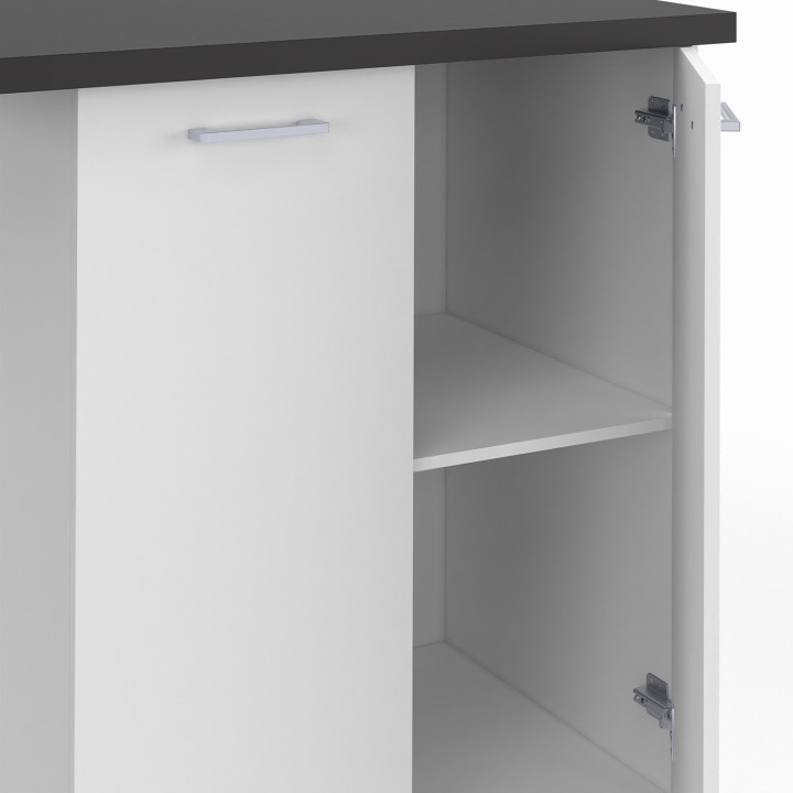 Isla central económica para cocina de 100 cm blanca y gris antracita - IVO | ID Market