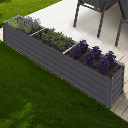Jardinera elevada metálica marco rectangular 240 x 40 x 45 cm | ID Market