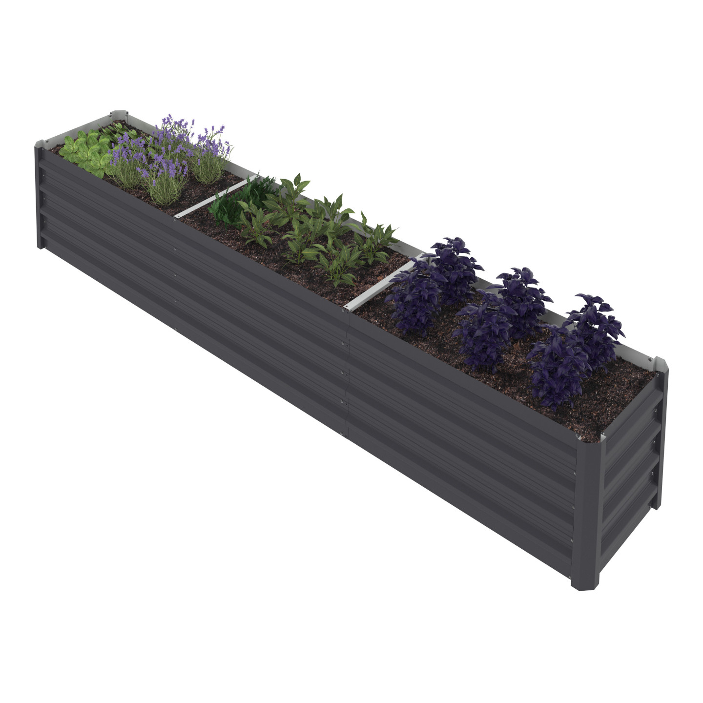 Erhöhter Blumenkasten aus Metall rechteckiges Gestell 240 x 40 x 45 cm