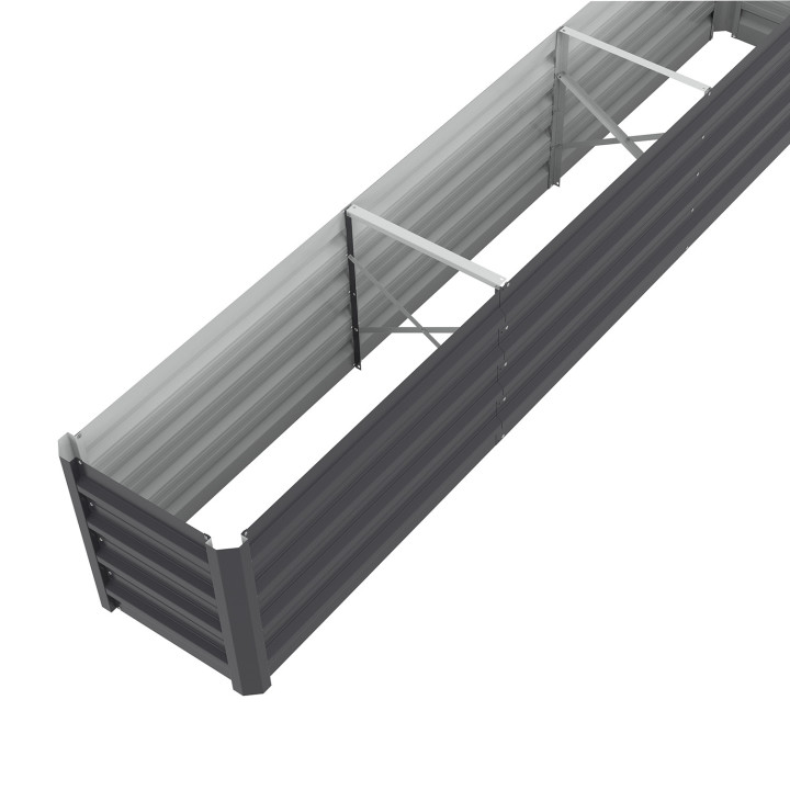 Jardinera elevada metálica marco rectangular 240 x 40 x 45 cm | ID Market