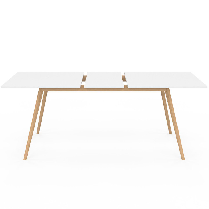 Juego de mesa de comedor extensible 160-200cm y 6 sillas blancas de diseño escandinavo - INGA | ID Market