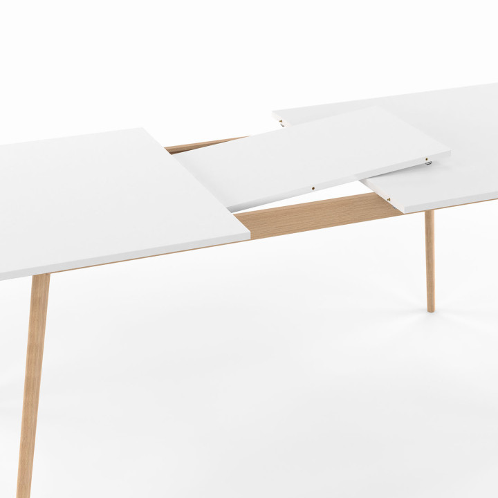 Juego de mesa de comedor extensible 160-200cm y 6 sillas blancas de diseño escandinavo - INGA | ID Market