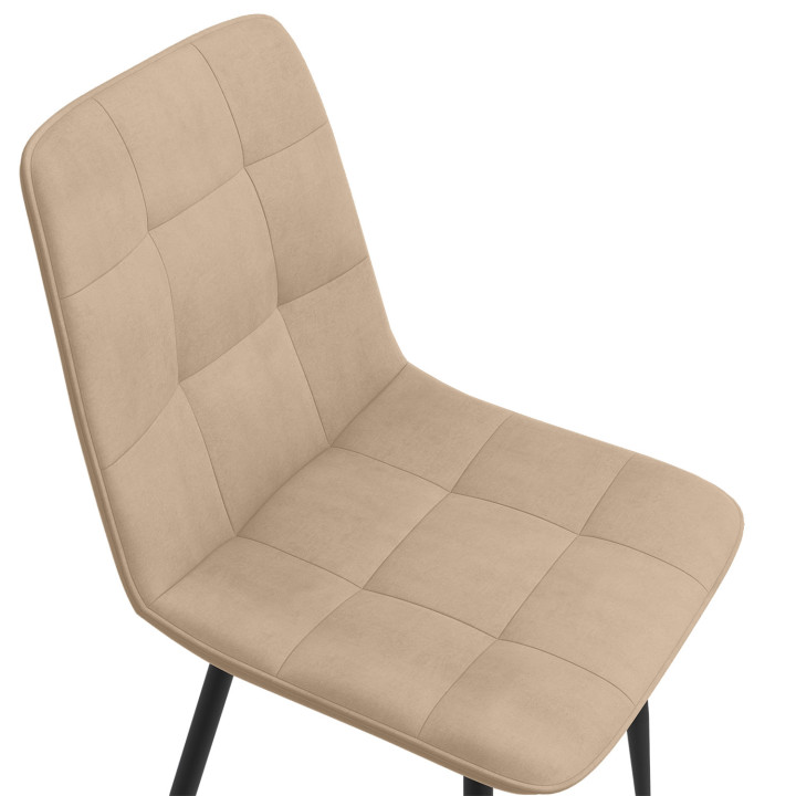 Set van 6 fluwelen eetkamerstoelen in taupe - MILA | IdMarket