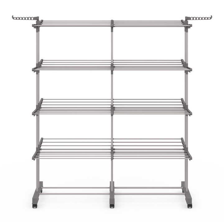 Secadora vertical plegable y extensible de 4 niveles en acero inoxidable y gris - MAXI | IdMarket