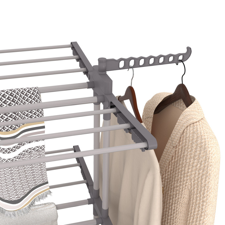 Secadora vertical plegable y extensible de 4 niveles en acero inoxidable y gris - MAXI | IdMarket