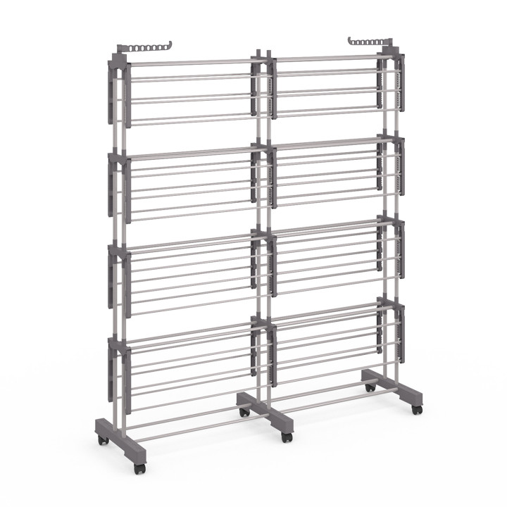 Secadora vertical plegable y extensible de 4 niveles en acero inoxidable y gris - MAXI | IdMarket
